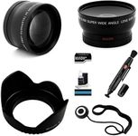 UltraPro 55mm Essential Lens Kit for The Sony FDR-AX53 Camcorder. Bundle Includes 2X Telephoto Lens, 0.45x HD Wide Angle Lens w/Macro, Flower Tulip Lens Hood & UltraPro Accessory Set