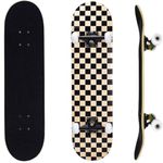 ERNAN Skateboards,Skateboards for Beginners, 31" x 8" 7 Layer Canadian Maple Double Kick Concave Deck, Complete Skateboard for Boys Girls Teens Adults Beginner (Wood Check)