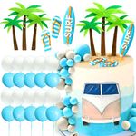 JeVenis Surf Birthday Cake Decoration Baby On Broad Cake Decoration Beach Surf Wave Cake Topper Surfboard Swimming Slippers Cake Surf Birthday Party Supplies