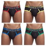 JOCKMAIL 4PCS/Pack Sexy Men Briefs Mens Underwear Pack Mens Sexy Briefs Male Lace Underwearpants (XXL, Red+Yellow+Blue+Green)