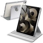 JETech Rotating Case for iPad Air 11-Inch M2 (2024), iPad Air 5/4 (2022/2020 5th/4th Generation 10.9-Inch), 360 Degree Rotation Protective Stand Cover Clear Back, Auto Wake/Sleep (Silver)