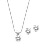 Mariell Platinum Plated Cubic Zirconia Jewelry Set - 2cwt Round Pendant with Matching Clip-On Earrings, Metal Gemstone, Cubic Zirconia