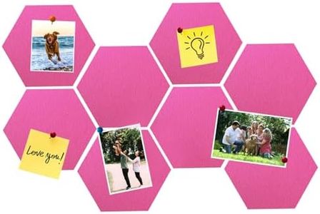 HULAVO 8 Pcs Hexagon Felt Cork Bulletin Board Tiles, Self Adhesive DIY Bulletin Board Pin Board for Office School Home Wall Decor Memos Photos Display(Rose Pink)