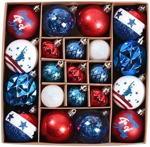 DecorbyHannah 4th of July Decorations, 21ct Patriotic Ornaments for Tree, Shatterproof Red Blue White Hanging Tree Decorations for Memorial Day,Independence Day, Flag Day, USA Holiday Party