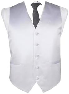 Mens White Plain Vest Waistcoat 2XL Formal Vest