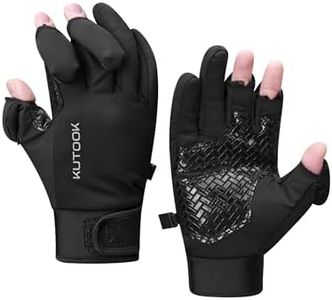 Fishing Gloves Cold Weather for Men Waterproof Winter Warm Fleece Lined Glove Women Hunting Photography Shooting Hiking Black M