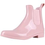 Evshine Women's Short Ankle Rain Boots Lightweight Chelsea Rain Boots Rubber Waterproof Booties, Pink, 8