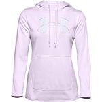 Under Armour Women's Fleece Big Logo Chenille/Shine Hoodie, Crystal Lilac (570)/Exotic Bloom, X-Large