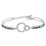 FEELMEM Coach Thank You Gifts Thank You Coach Bracelet Lead Inspire Coach Appreciation Gift for Cheer/Football/Baseball/Volleyball/Dance Coach(SILVER)