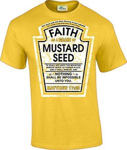 Hip Together Faith as a Grain of Mustard Seed Christian Parody T-Shirt, Yellow, Large