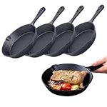 Bruntmor Pre-Seasoned 6 Inch Black Cast Iron Nonstick Frying Pan | Set of 4| Oven Safe Cast Iron Skillet | Egg Pan/Grill Pan Set | Cast Iron Pot/Cast Iron Pan for Christmas.