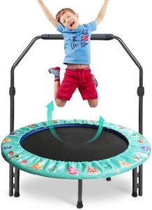 Trampoline Enfant Ø92cm, Pliable Mini Trampoline avec Poignée Réglable & Rembourrage de Sécurité,Petit Trampoline intérieur Enfants, Intérieur et Extérieur pour garçons et Filles, Charge 60KG, Vert