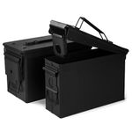 GUGULUZA Metal Ammo Can .30 and .50 Cal 2-Pack, Lockable Ammo Storage Case, Military Waterproof & Airtight Ammo Containers Box for Shotgun, Rifles, Pistols (Black-30 & 50 Cal)