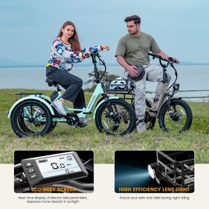 SUNYRISY 20-Inch Folding Electric Tricycle – Adult 3-Wheel Bike