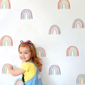 Rainbow Decor for Girls Bedroom, Boho Wall Decal, nursery wall decal, Watercolor Rainbow Wall Stickers Mural for Kids Room Bedroom Nursery Room