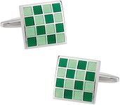 Cuff-Daddy Green Checkerboard Enamel Cufflinks with Presentation Box