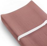 Changing Pad Cover for Baby Girls Boys, Muslin Changing Table Pad Covers with Boho Style, Neutral Color Soft and Breathable (Dusty Rose)