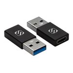 SCOSCHE ACA-2PKSP Strikeline USB Type-C to USB Type-A Adapter 2-Pack - Black