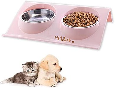 Bol pour Animaux de Compagnie Set,Chien Animaux Feeder Bol, Gamelle Double Nourriture Inclinable à 15° Double Gamelle Chat Surélevée pour Petit Chien et Chat Bol de Nourriture (Rose)