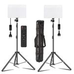 Eloies® Bi-Color LED Video Soft Light Panel Kit for Studio Photography Video Recording Conference YouTube | CRI95+ | Remote Control | Continues Light | 2Nos Light Kit with 9 Foot Metal Light Stands