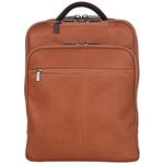 Kenneth Cole Reaction 580674E Manhattan Colombian Leather Slim 16" Laptop & Tablet RFID Business Backpack, Cognac, Medium