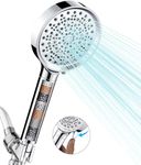 Cobbe Handheld Shower Head with Filter, High Pressure 6 Spray Mode Showerhead with Hose, Bracket and Water Softener Filters Beads for Hard Water Remove Chlorine, Chrome