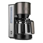 Black+Decker BXCO870E Black+DECKER-BXCO870E Filter Coffee Maker, 870 W for 10 Coffee Cups, Glass Jug 1.25 Litre Capacity, Stainless Steel