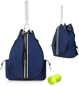 Tennis Bag Tennis Backpack for Women - Racket Pouch Case Pickleball, Badminton, Squash Sports Racquet Convertible Shoulder Tote Strap Stylish Design, Large Compartment Storage (Navy/Black Stripe)