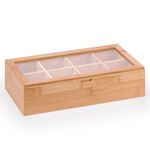 woodluv Tea Box, Tea Bag Organiser, Tea Box for Tea Bags, Tea Bag Holder, Tea Caddy, 8 Section Tea Caddy