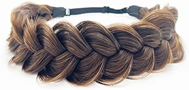 TOECWEGR Synthetic Hair Braided Headband Classic Wide Strands Wedding Disorderly Fluffy Braids Wig Band Women Beauty Accessory