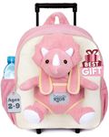Naturally KIDS Dinosaur Backpack for Kids Boys Girls with Plush Triceratops, 39 Tricer Pink, Trolley Bag w pockets, Travel Backpacks
