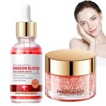 Dragon Blood Face Serum,Dragons Blood Easy Cream,Dragons Blood Anti-Ageing Serum,Retinol Placenta Dragon Blood Cream,Hydrating Dragon Cream,Anti Aging and Anti Wrinkle Skin Care Sets(2PCS)