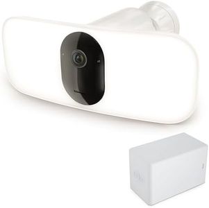 Arlo Floodlight Security Camera + Extra Rechargeable Battery, Wireless Outdoor 2K No Wiring Pro 3, WiFi, Up to 3000 Lumens LED, Person & Vehicle Recognition, Package Detection, White