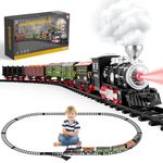 deAO Christmas Train Set for Kids, Electric Christmas Tree Train Set with Light, Sounds and Smoke Effect, Toy Train Sets for Under Christmas Tree (Classic)