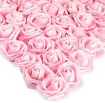 Bright Creations 200 Pack Light Pink Roses Artificial Flowers for Decoration, Stemless Fake Foam Rose Heads for Bridal Shower, Wedding (2 in)