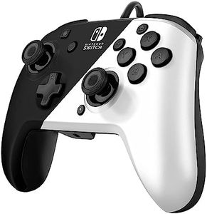 PDP REMATCH Enhanced Wired Power Nintendo Switch Pro Controller, Officially Licensed Switch Lite/OLED Compatible Gamepad, Customizable Programmable Buttons, Black and White