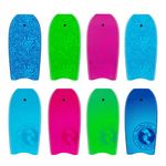 Two Bare Feet Bodyboard with Leash — Adult Boogie Board | IXPE Foam Deck, EVA Core & Slick Bottom | Lightweight, Durable, High-Performance Wave Rider for Beach & Surf (Blue Classic Pattern)