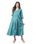 Negen Cotton Maternity Dresses for Women with Feeding Zip - Floral Sea Blue Breastfeeding Maternity Gown Kurti for Pregnant Women - Nursing Pre and Post Pregnancy Wear