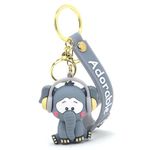 Daiyamondo Adorable Animals Themed 3D rubber keyrings Look So Amaze All Amaze Designs For Animal Lover Suitable For Gifting (Silver Elephant)