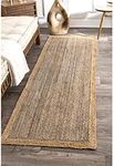 nuLOOM Eleonora Casual Jute Runner Rug, 2' 6" x 6', Grey, Rectangular, 0.35" Thick