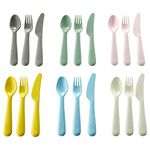 IKEA 704.613.85 Kalas 18 Piece Childs Plastic Cutlery Set Mixed Pastel Colours