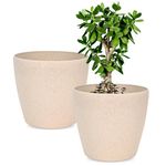 Eha Set of 2 Earth-Friendly Deco 7" Self-Watering pots and Planters | Bamboo Based | UV Protected | for Indoor, Home Decor, Outdoor, Balcony & Garden | Sand Castle