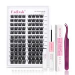 DIY Lash Extension Kit, 96 Pcs Lash Clusters Mix Tray Thin Band Eyelash Extension Kit with Lash Bond and Seal Eyelash Applicator Tool Lash Tweezers Individual Lashes FADLASH (F2-0.07D-12-18mm Kit)