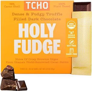 TCHO Holy Fudge Dark Chocolate Truffle Bars (1 pack) | Single Origin, 100% Plant Based, Organic & Fair Trade, | Non GMO, Non-Dairy, Vegan, and Soy Free (2.5oz each) - Pure Cacao Bars