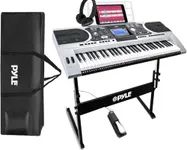 Pyle Piano Keyboard, Electric Musical Instrument, Full Size Portable Music Keyboard, Piano Keyboard 61 Keys, with Sustain Pedal, Headset, Weatherproof Bag, Stool, and Keyboard Stand