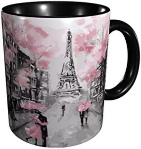 Yrebyou Paris Street Eiffel Tower Coffee Mug 11oz Ceramic Tea Cup for Women Men Birthday Christmas Gifts Office Home Microwave Funny Novelty