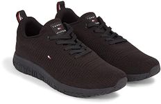 Tommy Hilfiger Men Corporate Knit Rib Runner Trainers Athletic, Black (Black), 43 EU