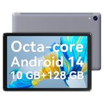 Hakaug Tablet 10.1 Inch Android 14 Octa-core with 10 GB+128GB Tablets, 5MP+8MP Camera, Widevine L1, 5000mAh Battery, Bluetooth 5.0 Tablet PC, 3.5mm Headphone Jack (Gray)