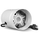 iPower Silent 4 inch Booster Fan 90CFM Qulet Inline Duct HVAC Exhaust Vent Blower, Low Noise, Silver