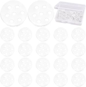 30pcs 8 mm Transparent Glass Screen Filters High Borosilicate Glass Screens Filters with 7 Honeycomb Holes with a Storage Box for Fireplace Pipes Blunts